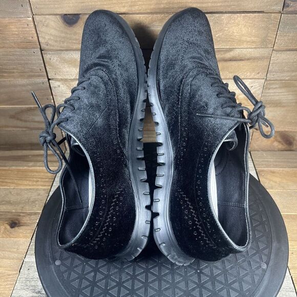 Cole Haan ZeroGrand Womens Size 10.5B Wingtip Oxfords Black Velvet Casual Shoes - Picture 8 of 10